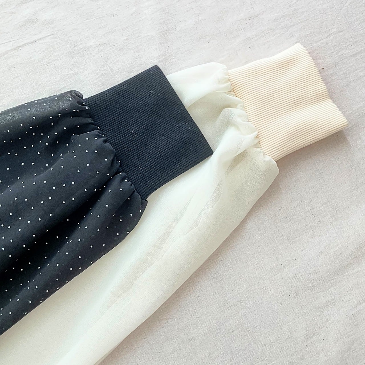 結びボウタイリブブラウス ホワイト Free