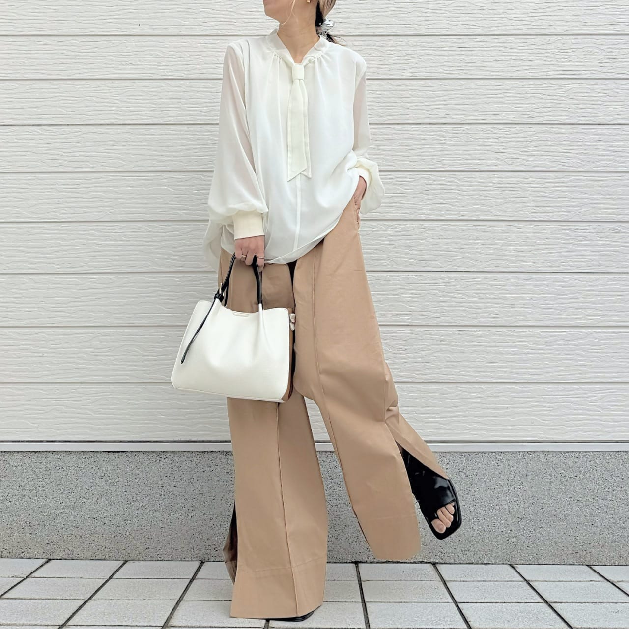 ショルダーバック付きトート アイボリー Free