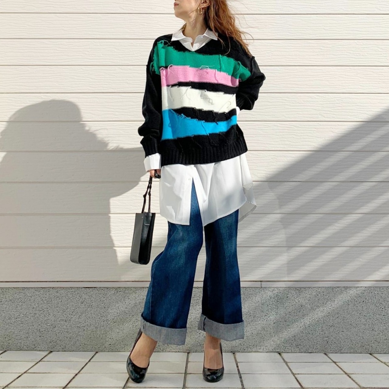 4色ニュアンスボーダーニット ブラック Free