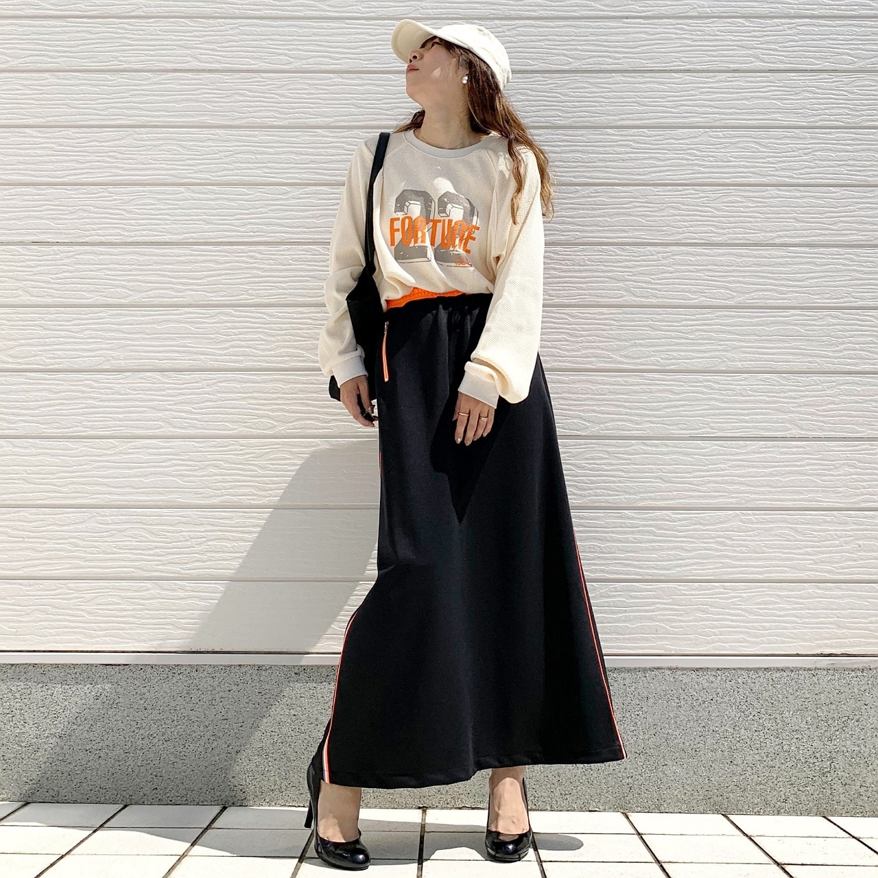 ワッフルボリュームトップス アイボリー Free