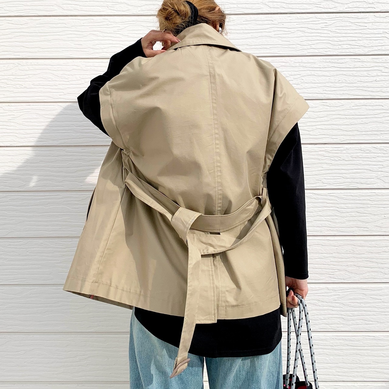 2wayショートトレンチ ブルー Free