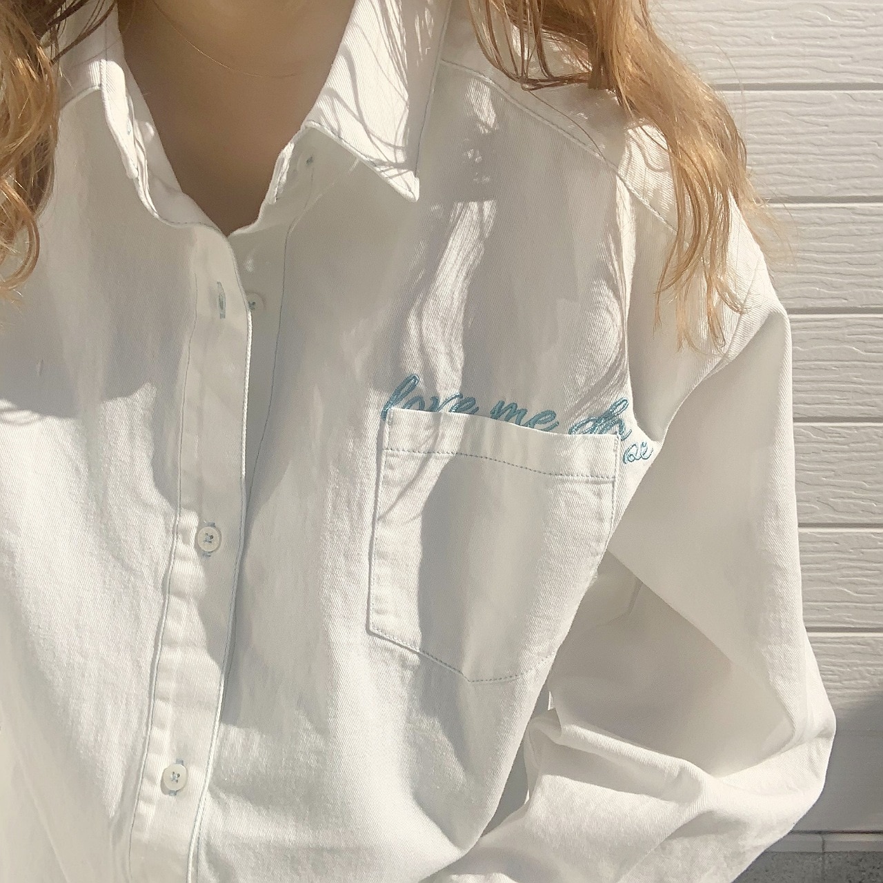 刺繍デニムシャツ インディゴ Free