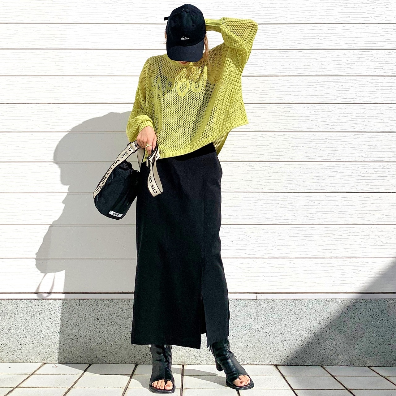 メッシュロゴニット ライム Free