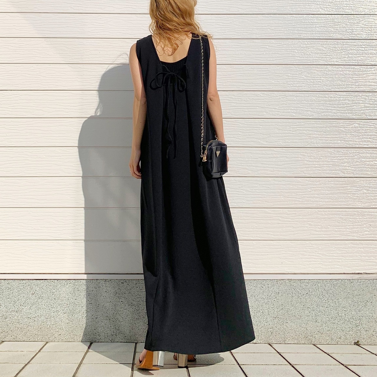 前後2wayリボンセットワンピース ブラック Free