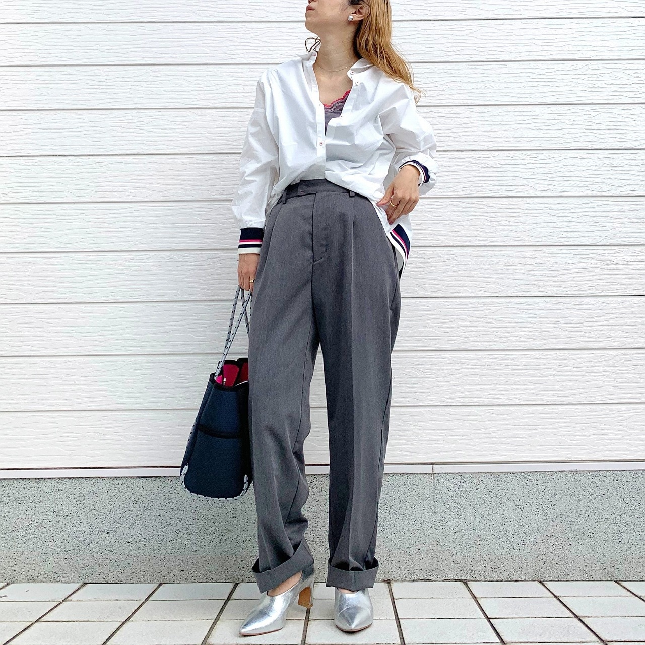 リブドッキングシャツ ホワイト Free