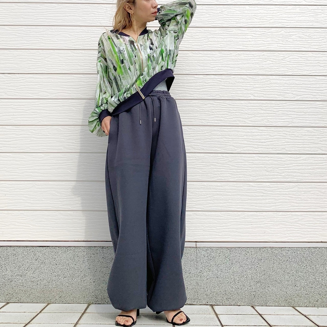 ニュアンスカラーブルゾン グリーン Free