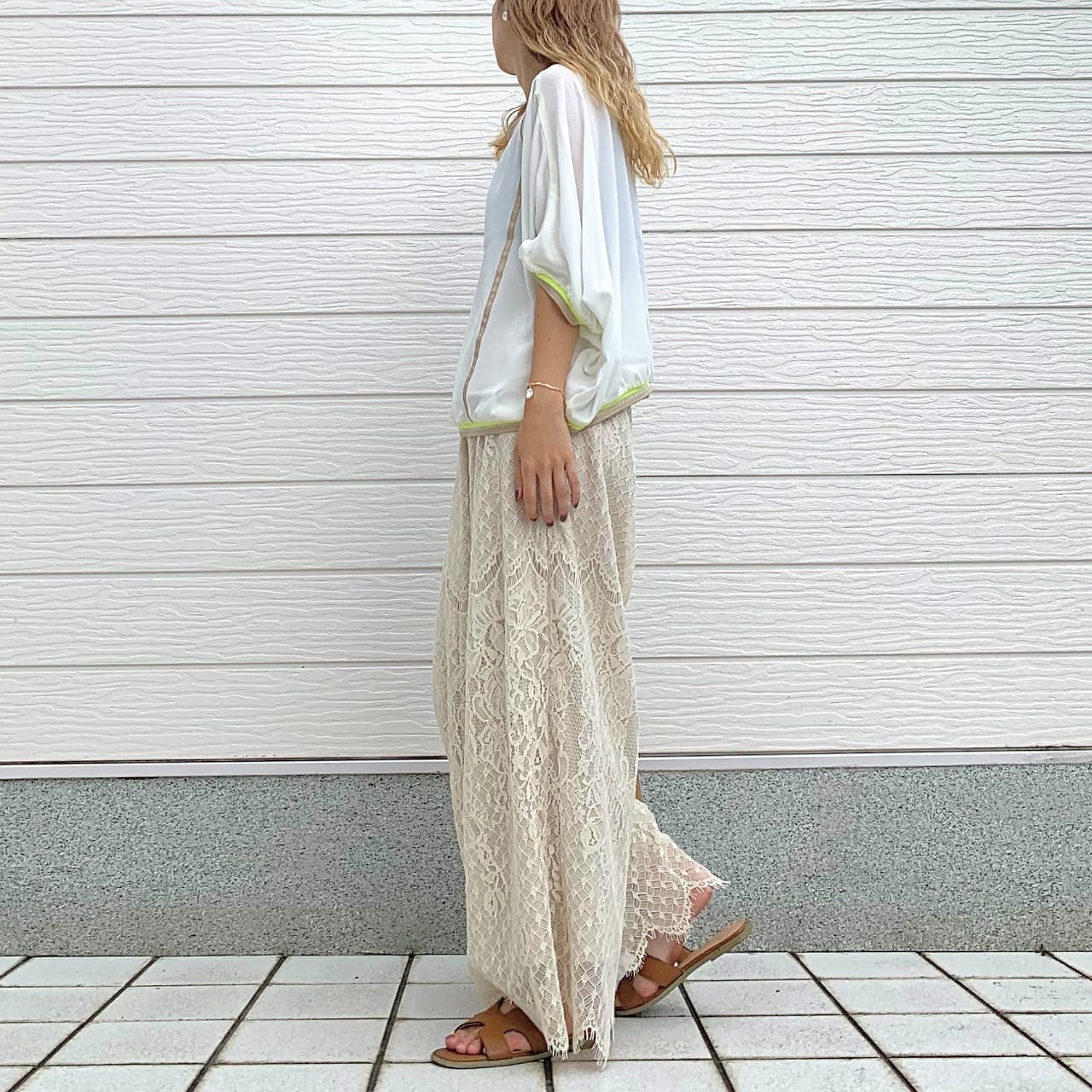 リブネックグログラントップス ホワイト Free