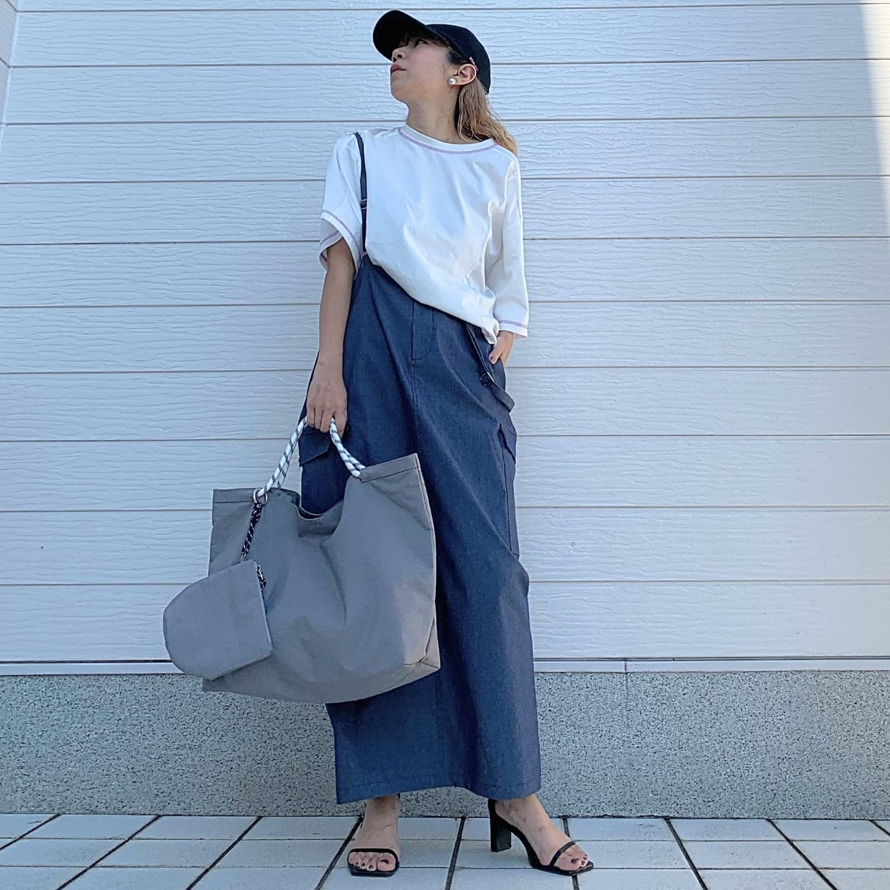 切替スクエアステッチトップス ホワイト Free