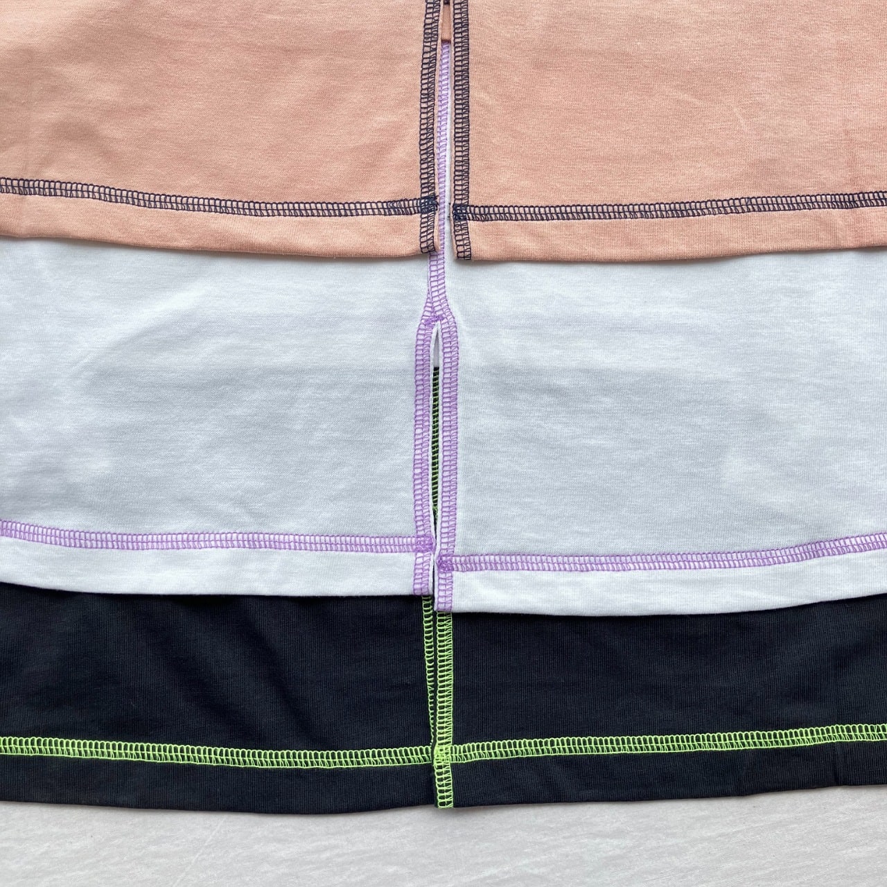 切替スクエアステッチトップス サーモンピンク Free