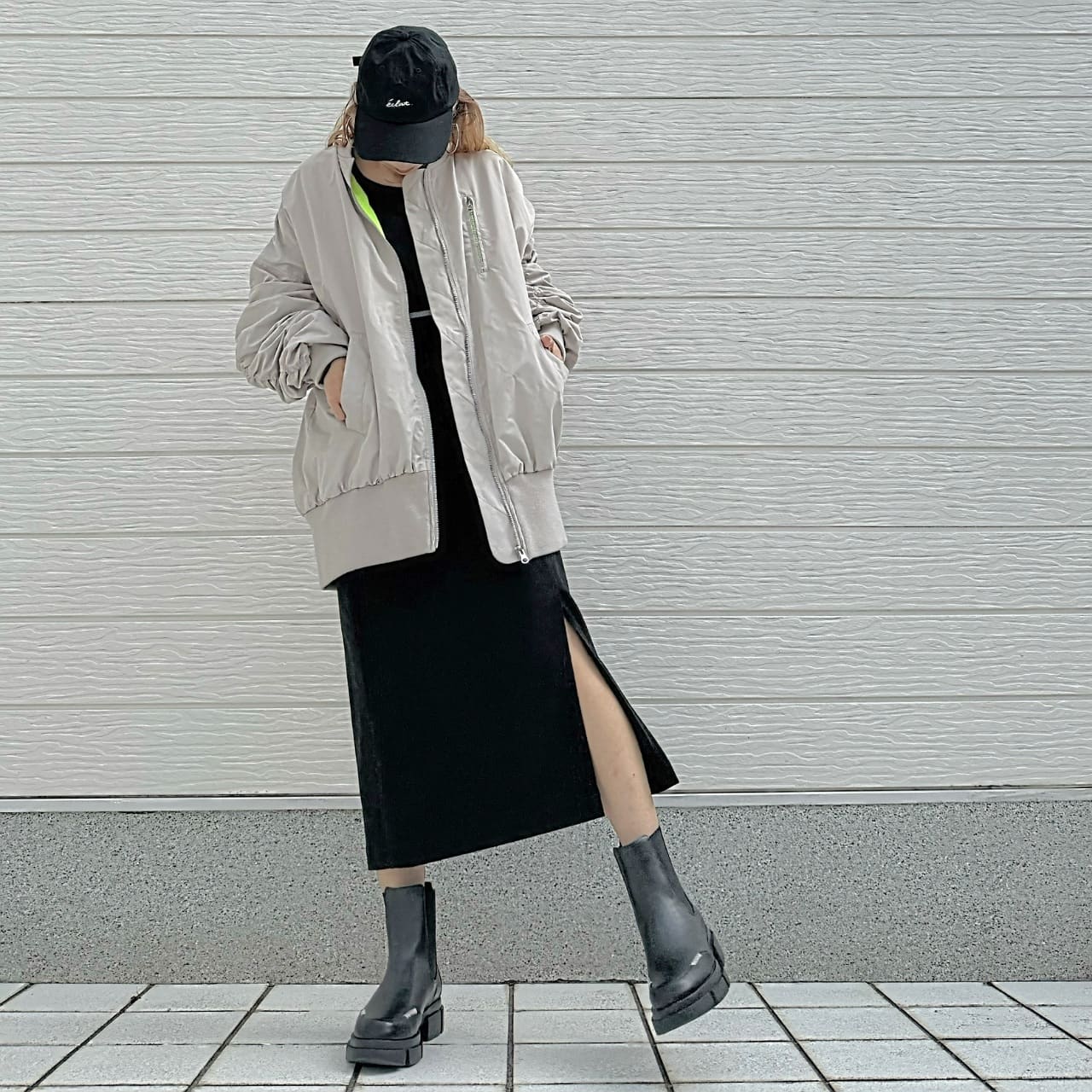 MA-1ギャザーブルゾン グレージュ Free