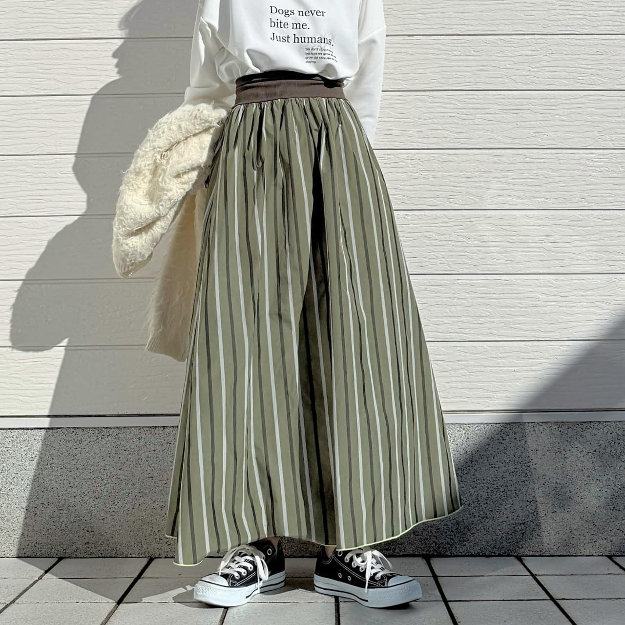 メモリーマルチストライプスカート ネイビー Free