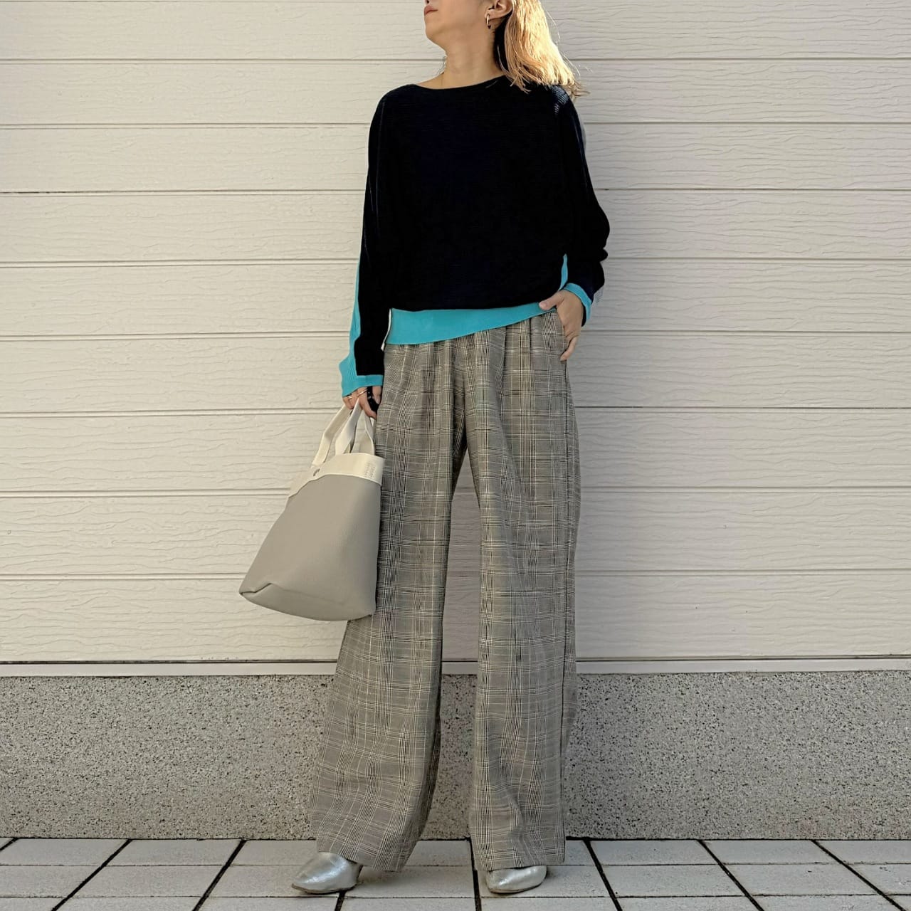 グログランラインチェックパンツ ブラウン Free