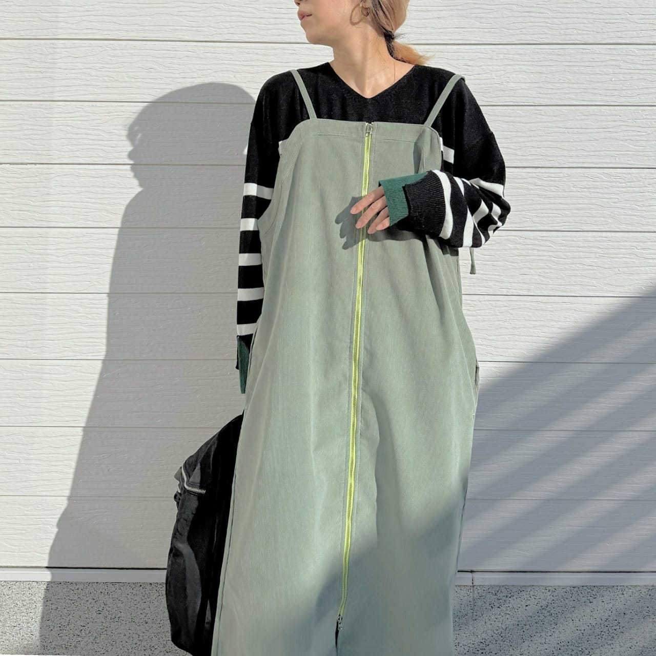 コーデュロイZipキャミワンピ ブラウン Free