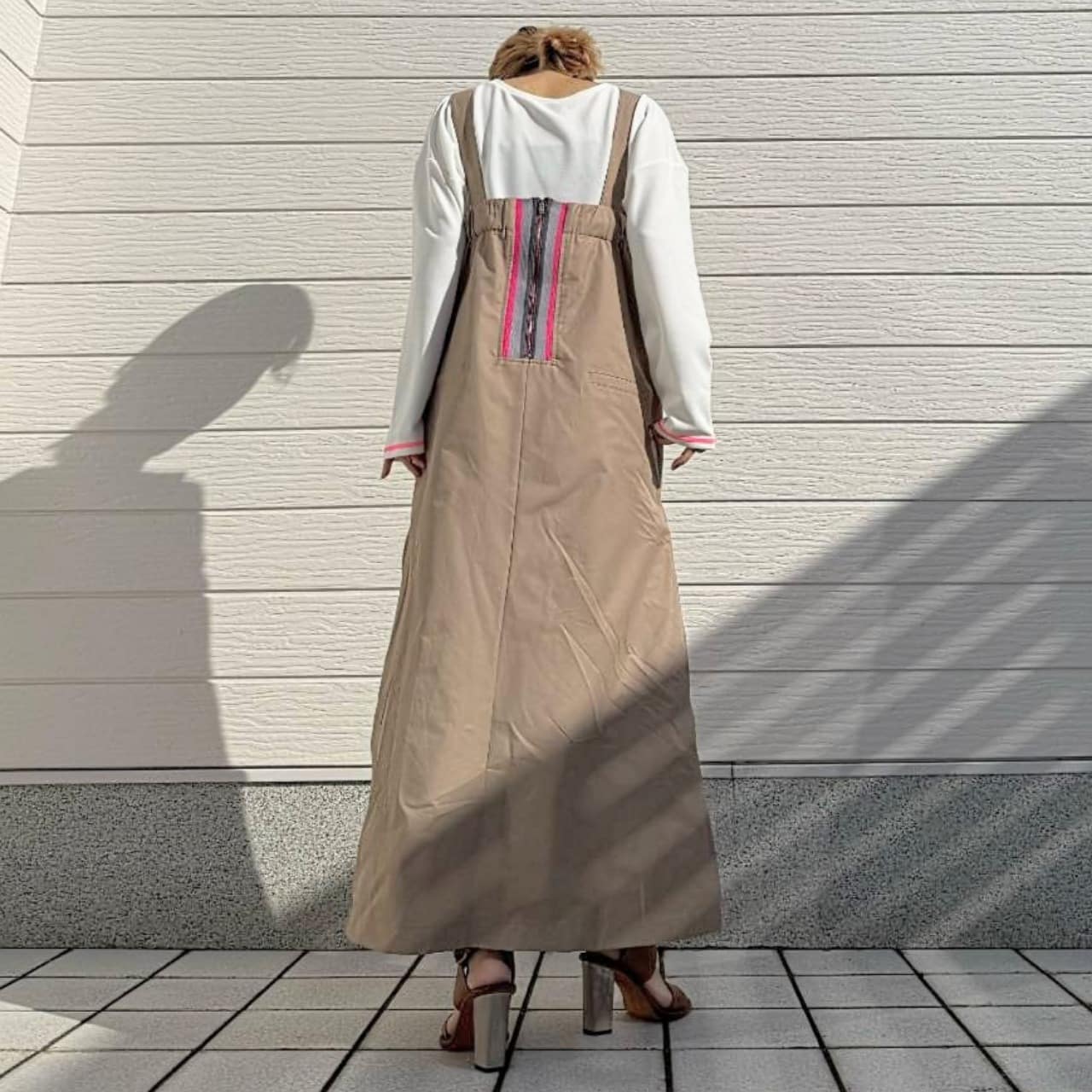 バックドッキングプリーツワンピース カーキ Free