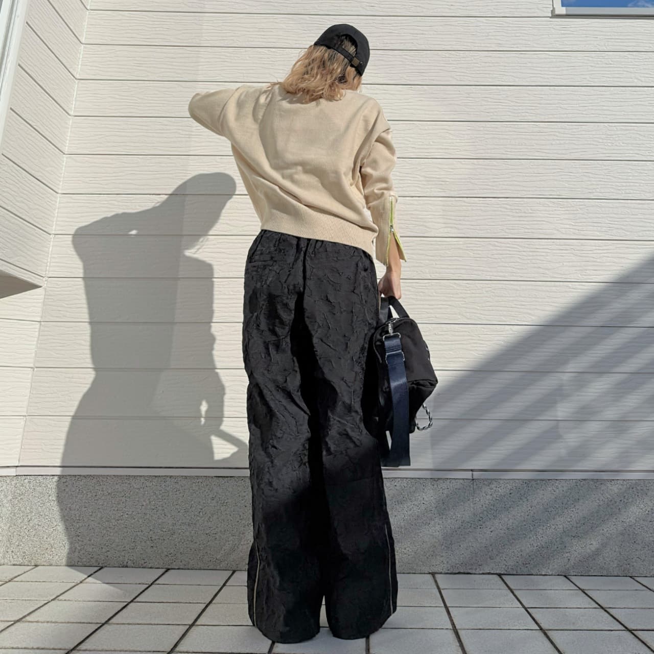 ジャガードワイドパンツ ホワイト Free