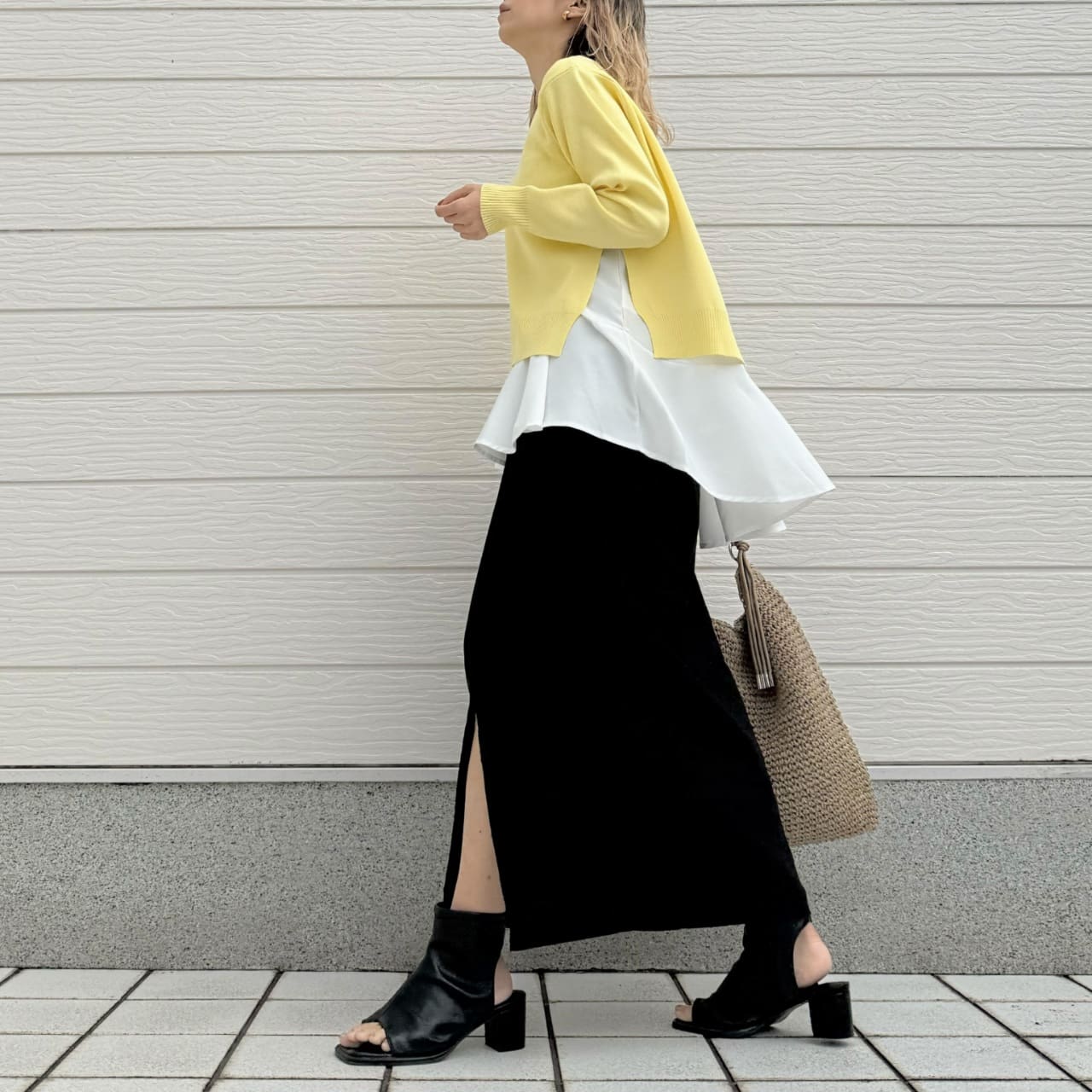 フレアタンクレイヤードニット イエロー Free