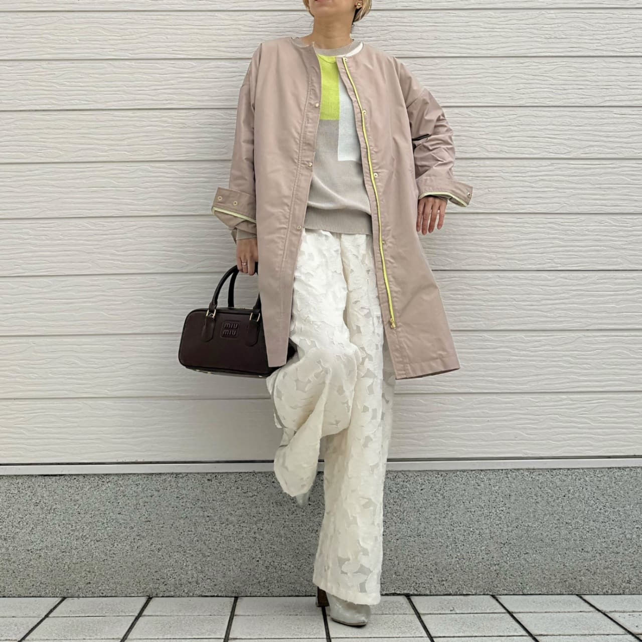 ノーカラーツイルコート ベージュ Free