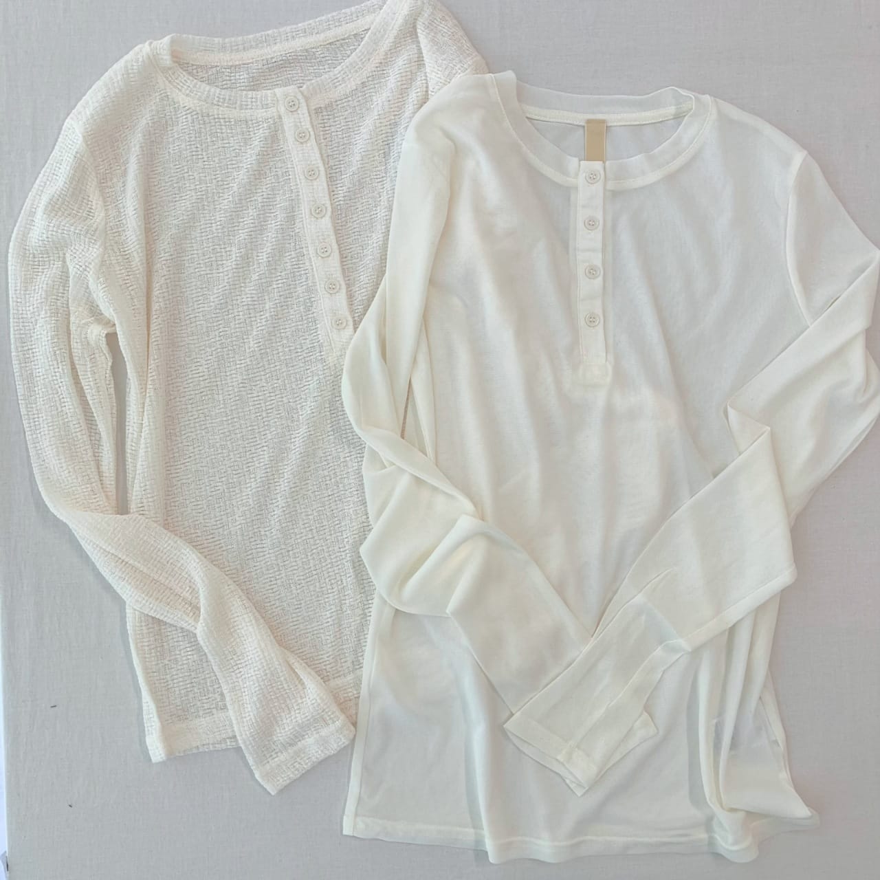 シアーヘンリーネックトップス アイボリー Free