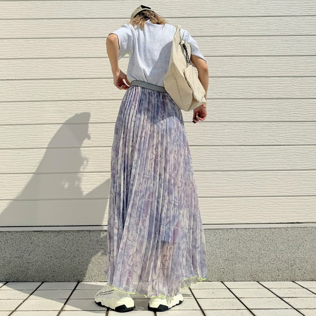 ニュアンスカラープリーツスカート ブルー Free