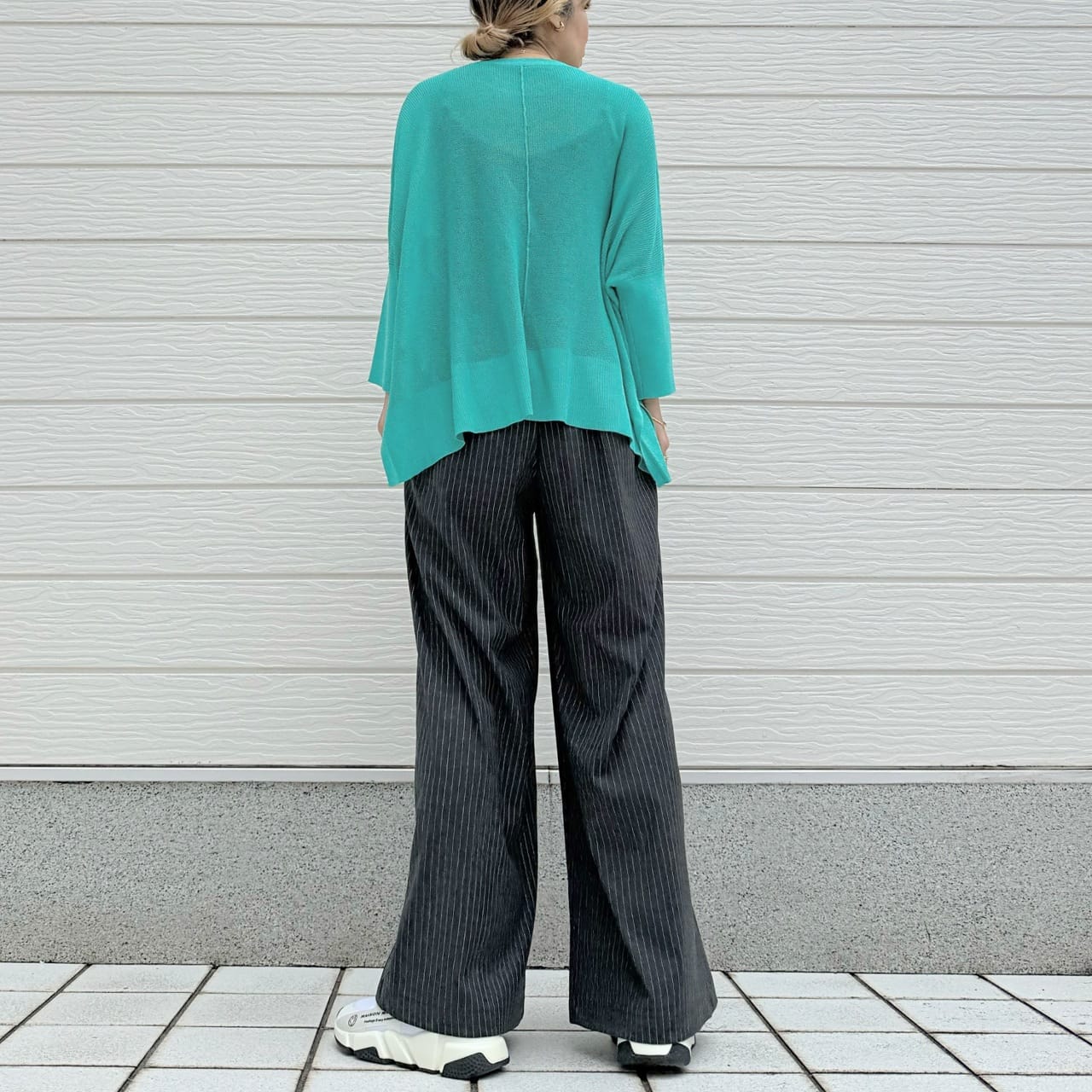 UV片畦ボックスニット グリーン Free