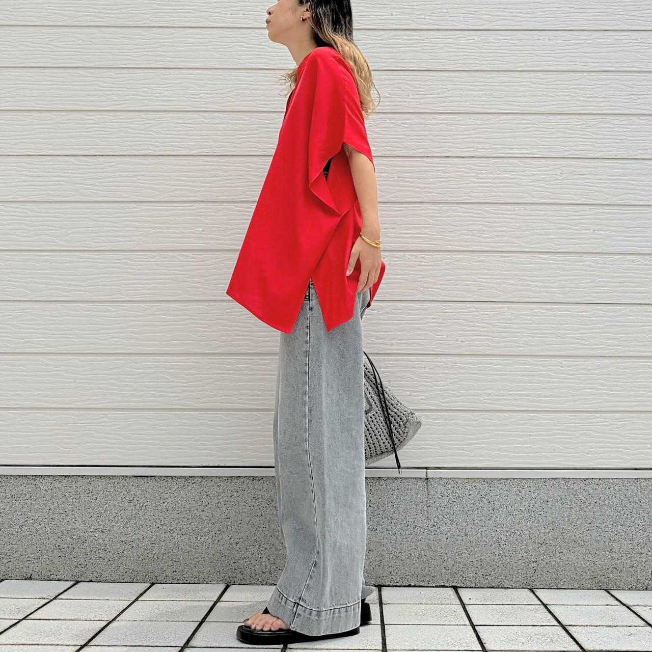 ウォッシャブルスキッパーシャツ レッド Free