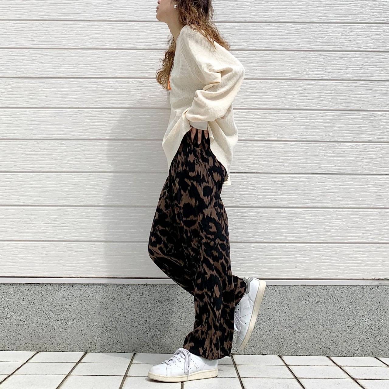 ワッフルボリュームトップス アイボリー Free