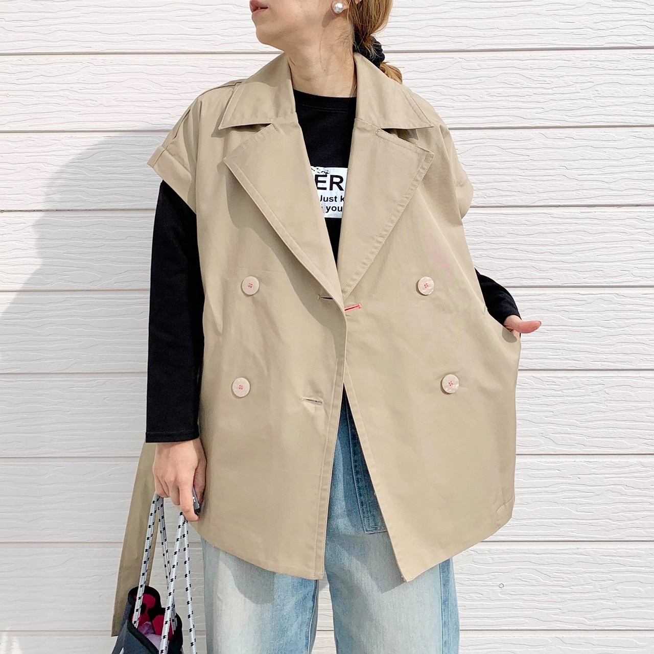 2wayショートトレンチ ブルー Free