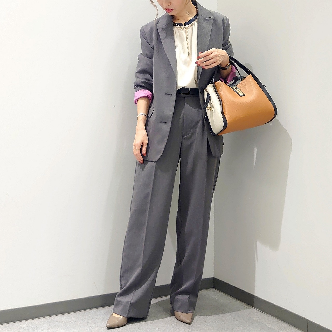 【セットアップ対応アイテム】TRストレッチストレートパンツ ライトベージュ Free