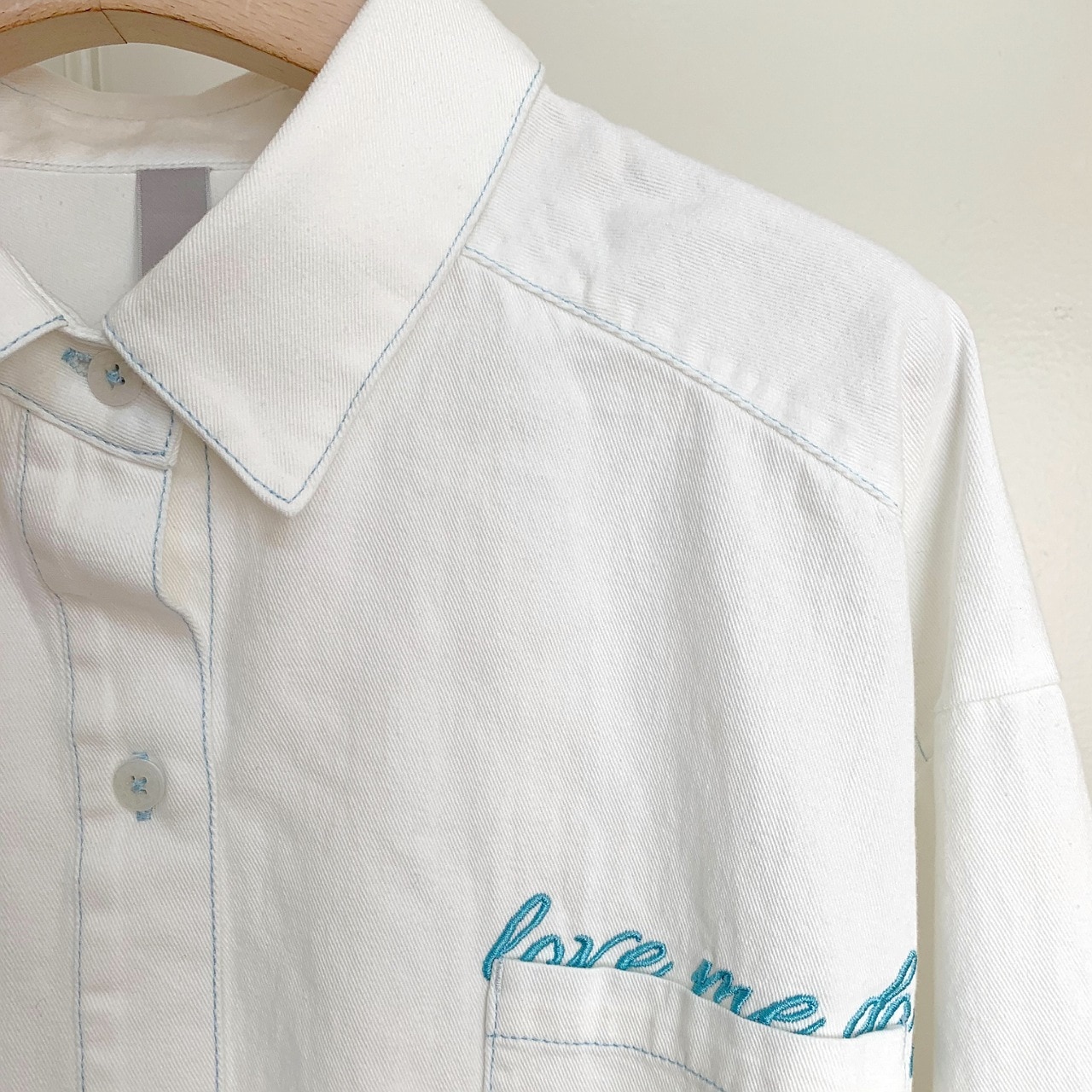 刺繍デニムシャツ インディゴ Free