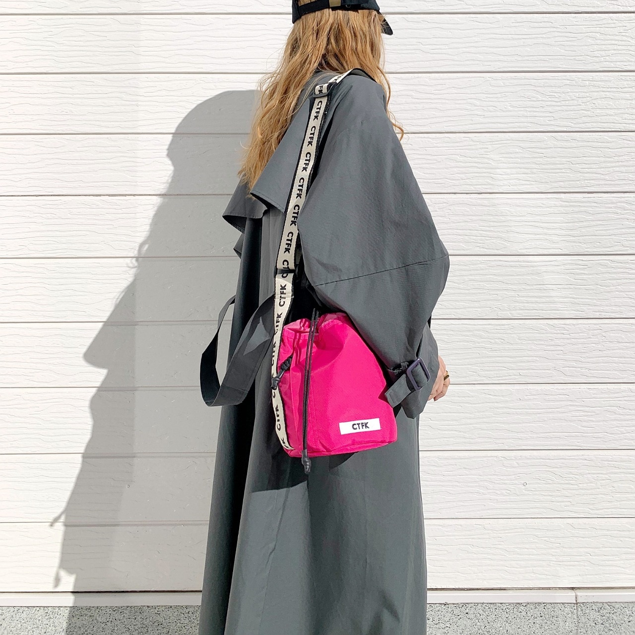 ノーカラートレンチコート グレー Free