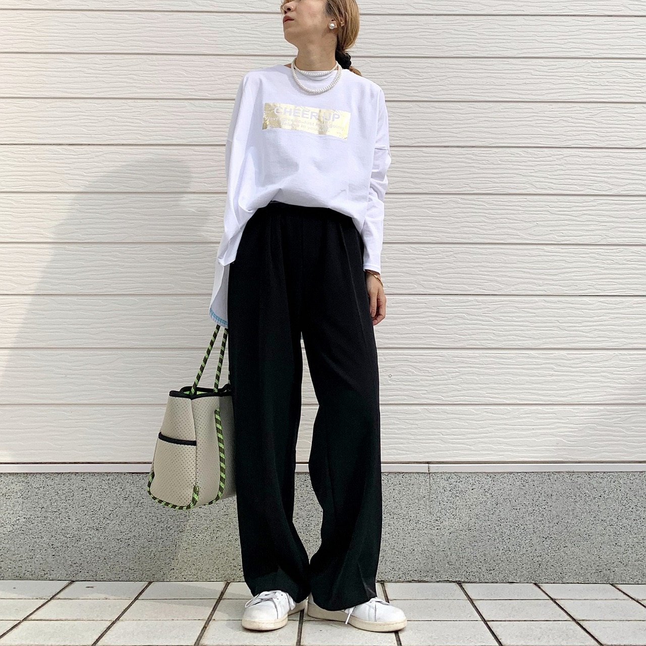 スクエア箔ロンT ホワイト Free