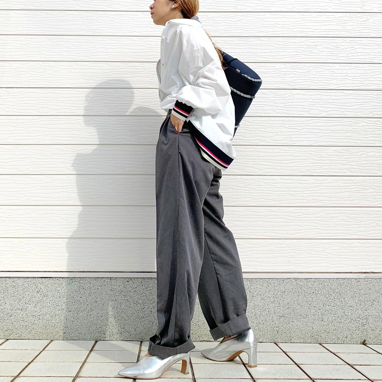 リブドッキングシャツ ホワイト Free