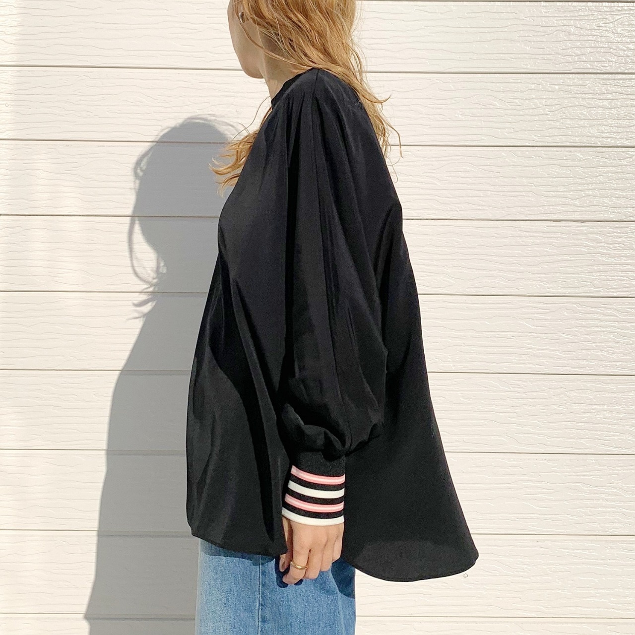 ドルマンリブブラウス カーキ Free