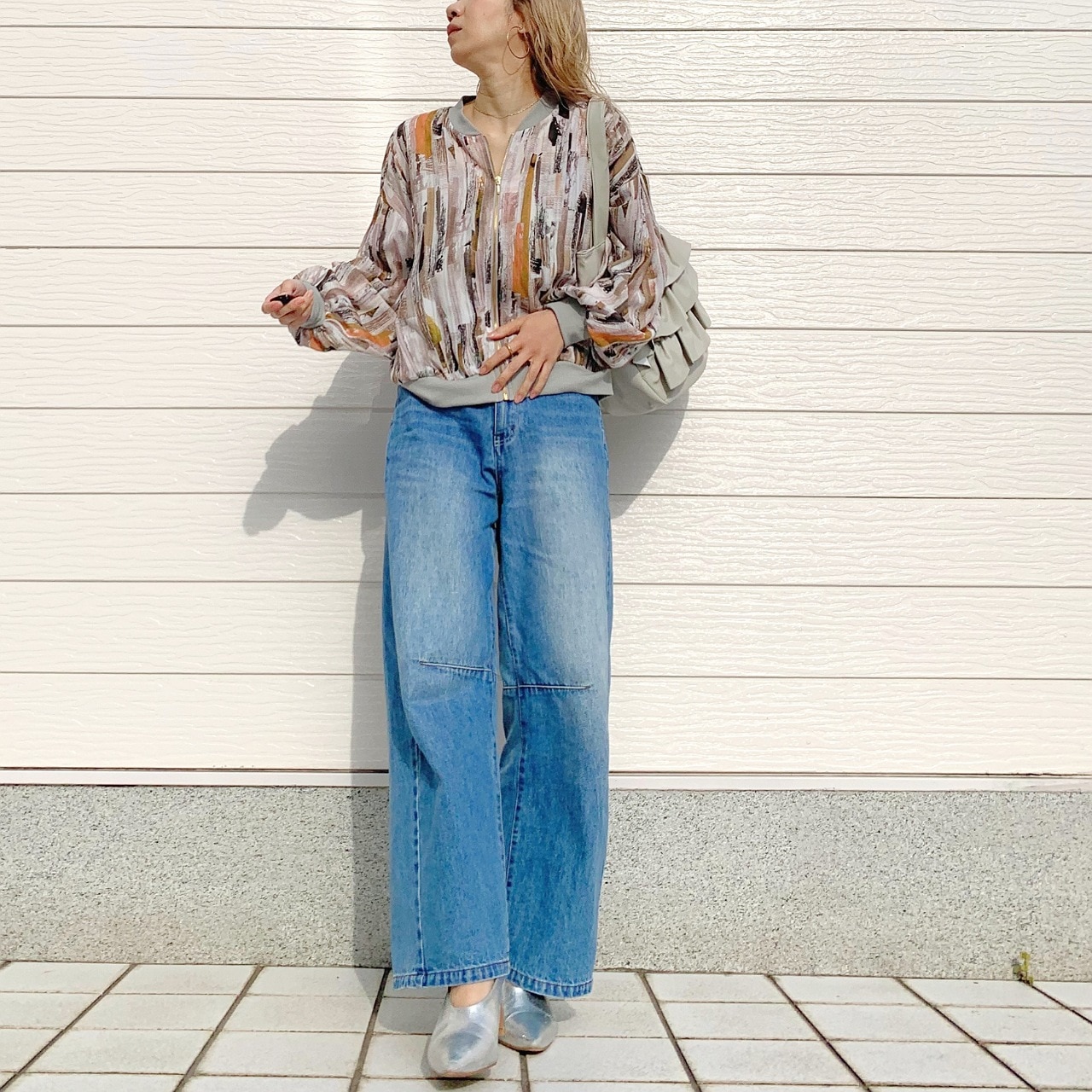 ニュアンスカラーブルゾン グリーン Free