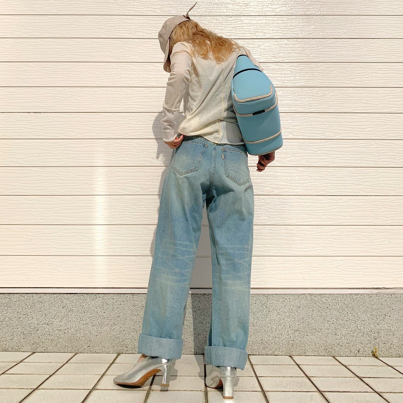 ブロック切り替えトップス アイボリー Free