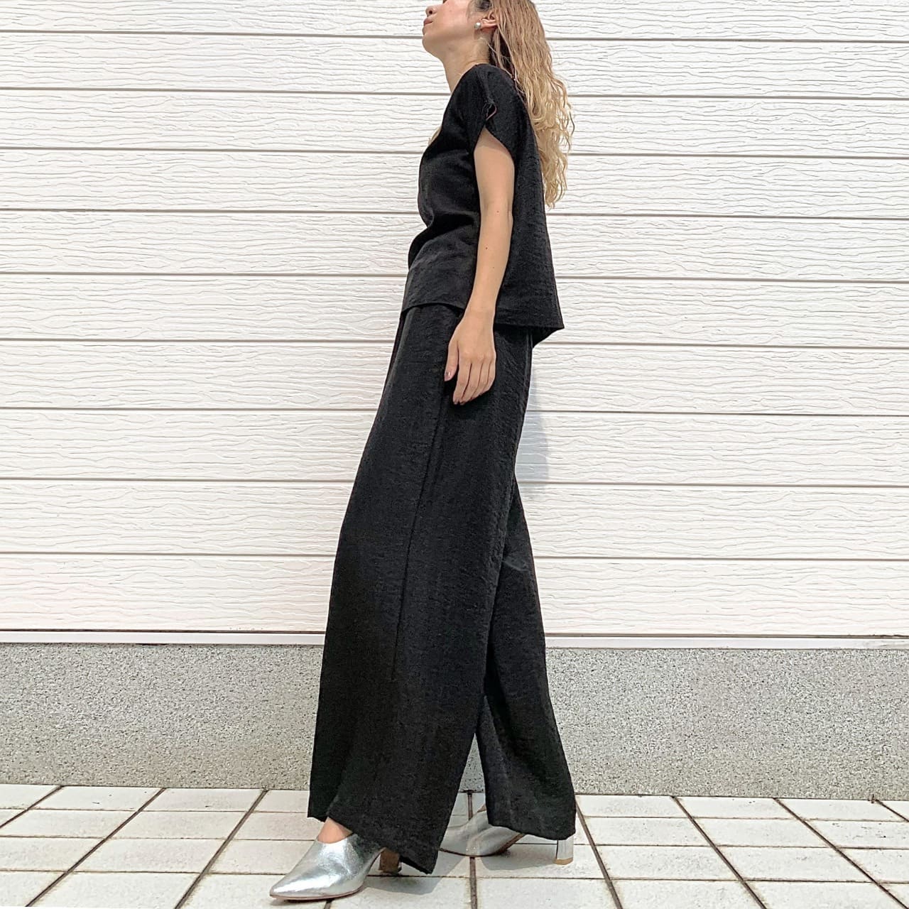 【セットアップ対応】レーヨンスラブネックベルトブラウス カーキ Free