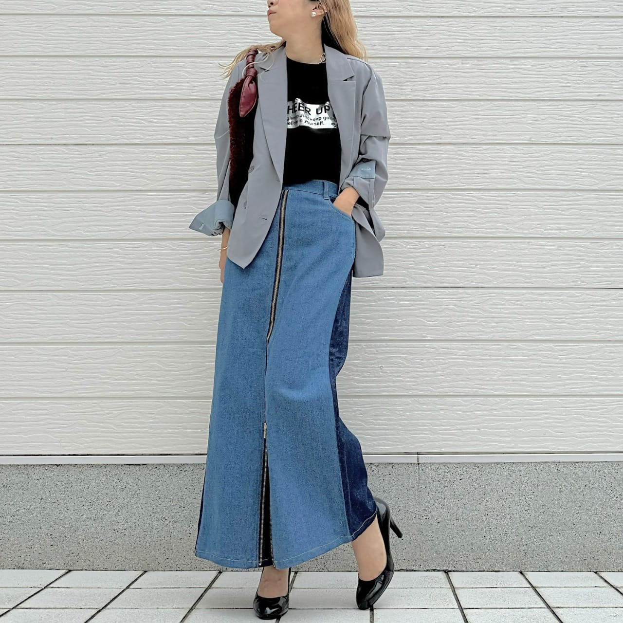 ダブルブレストバイカラージャケット キャメル Free