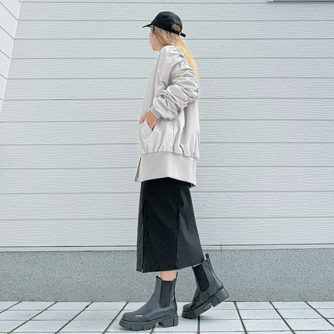 MA-1ギャザーブルゾン グレージュ Free