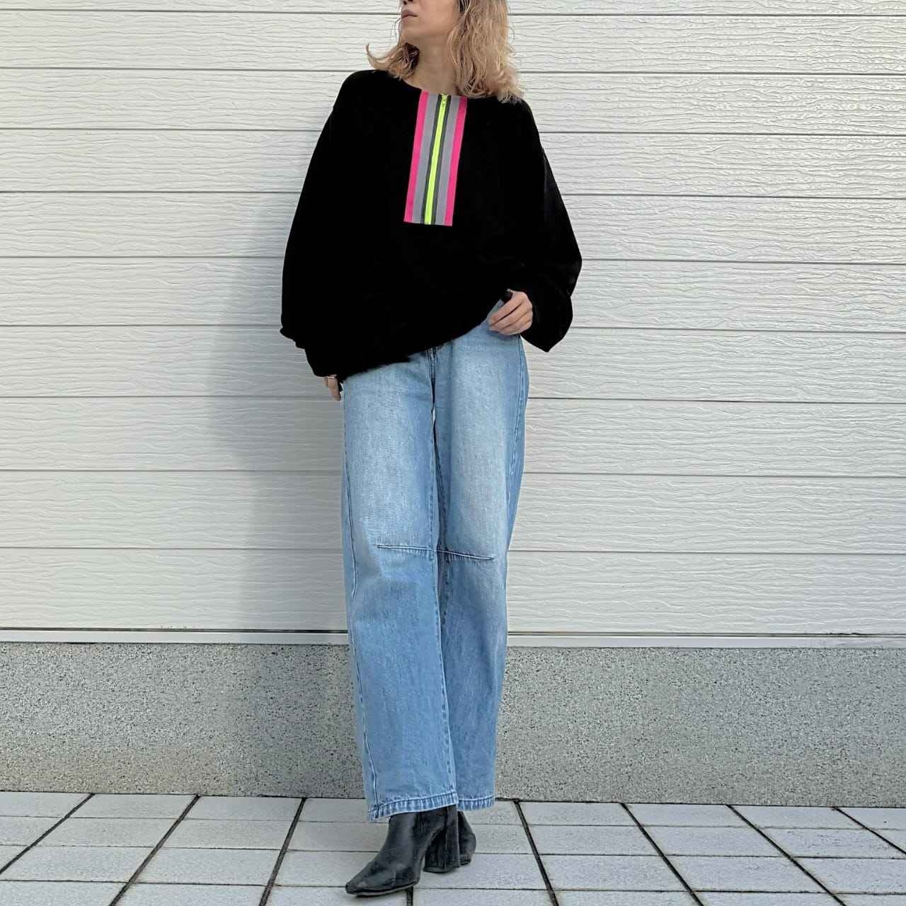 ハーフZipトレーナー ブラック Free