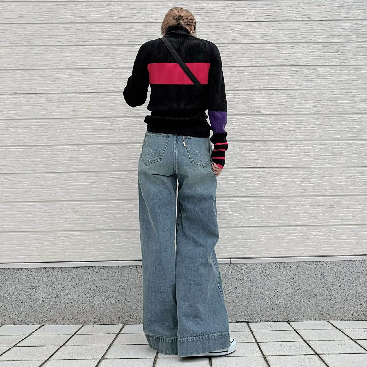 リブタートルカラーニット ブラック Free