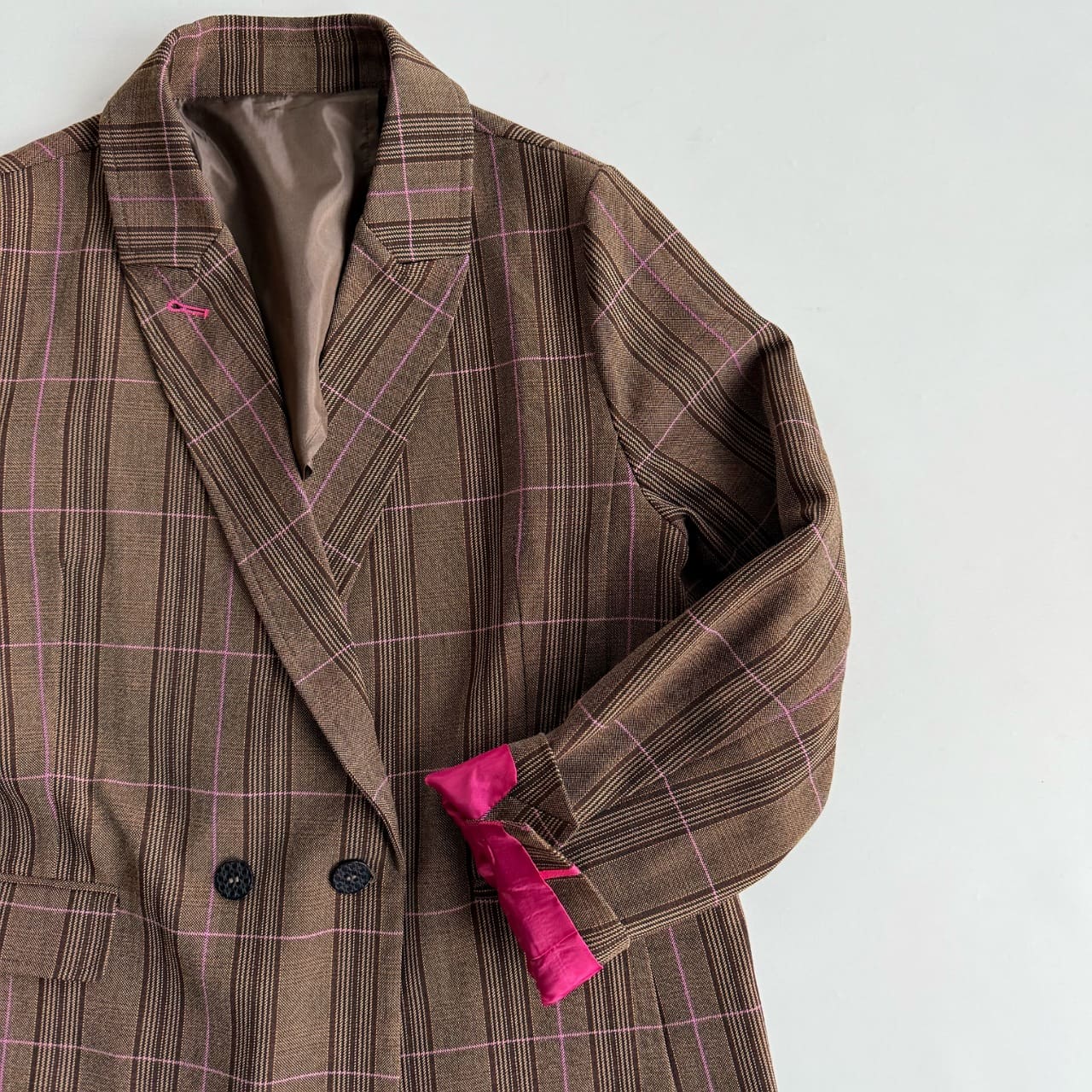 チェックジャケット ブラウン Free