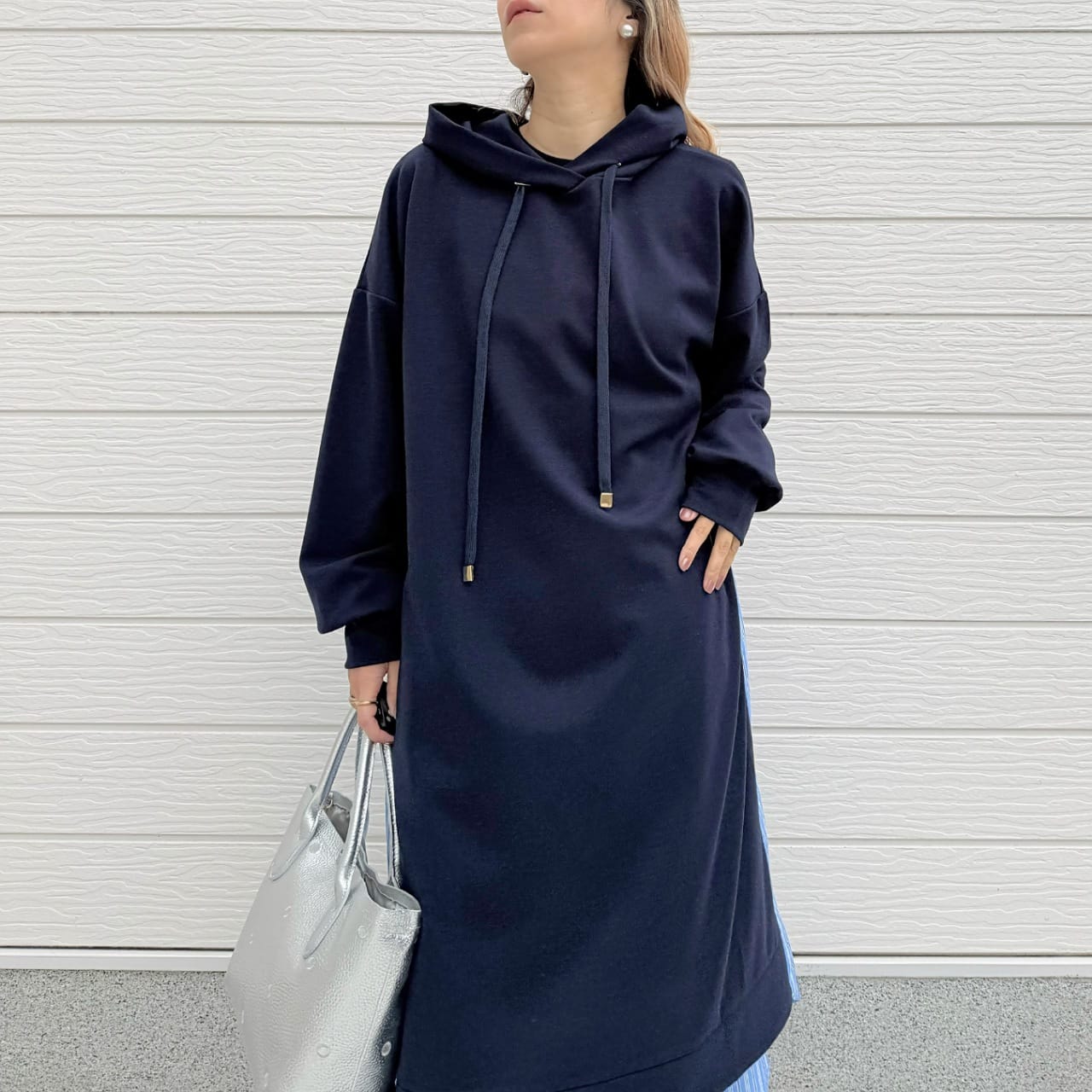 フーディーシャツドッキングワンピース アイボリー Free