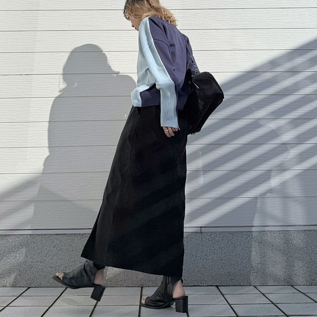 バイカラーZipニット ブルー Free