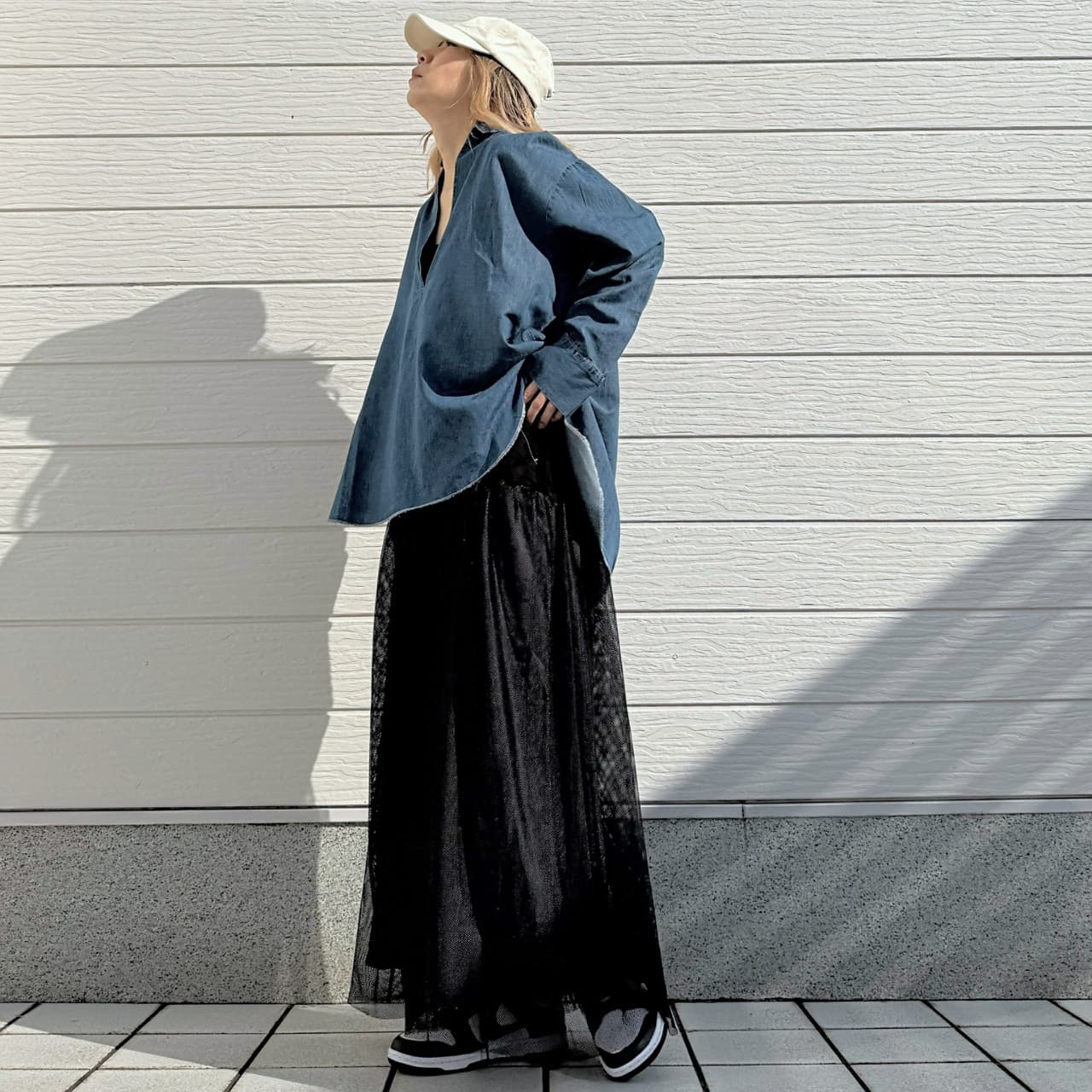 デニムスキッパーシャツ インディゴ Free