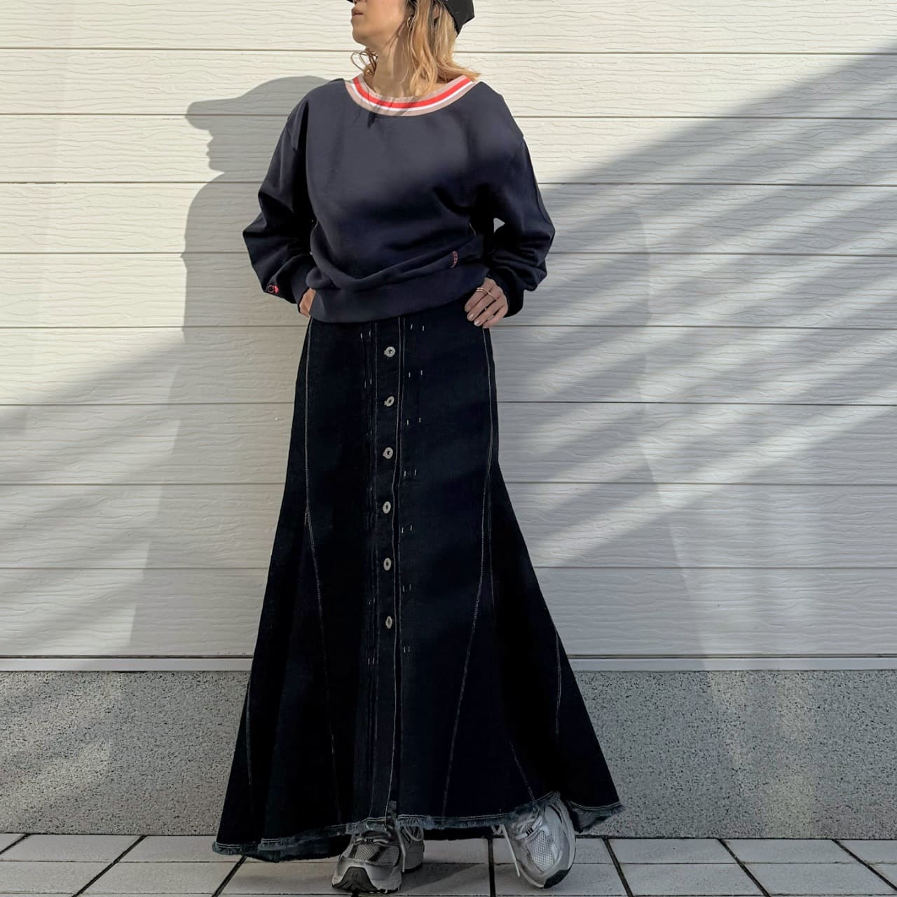 リブネックオープンZIPトップス ライトグレー Free