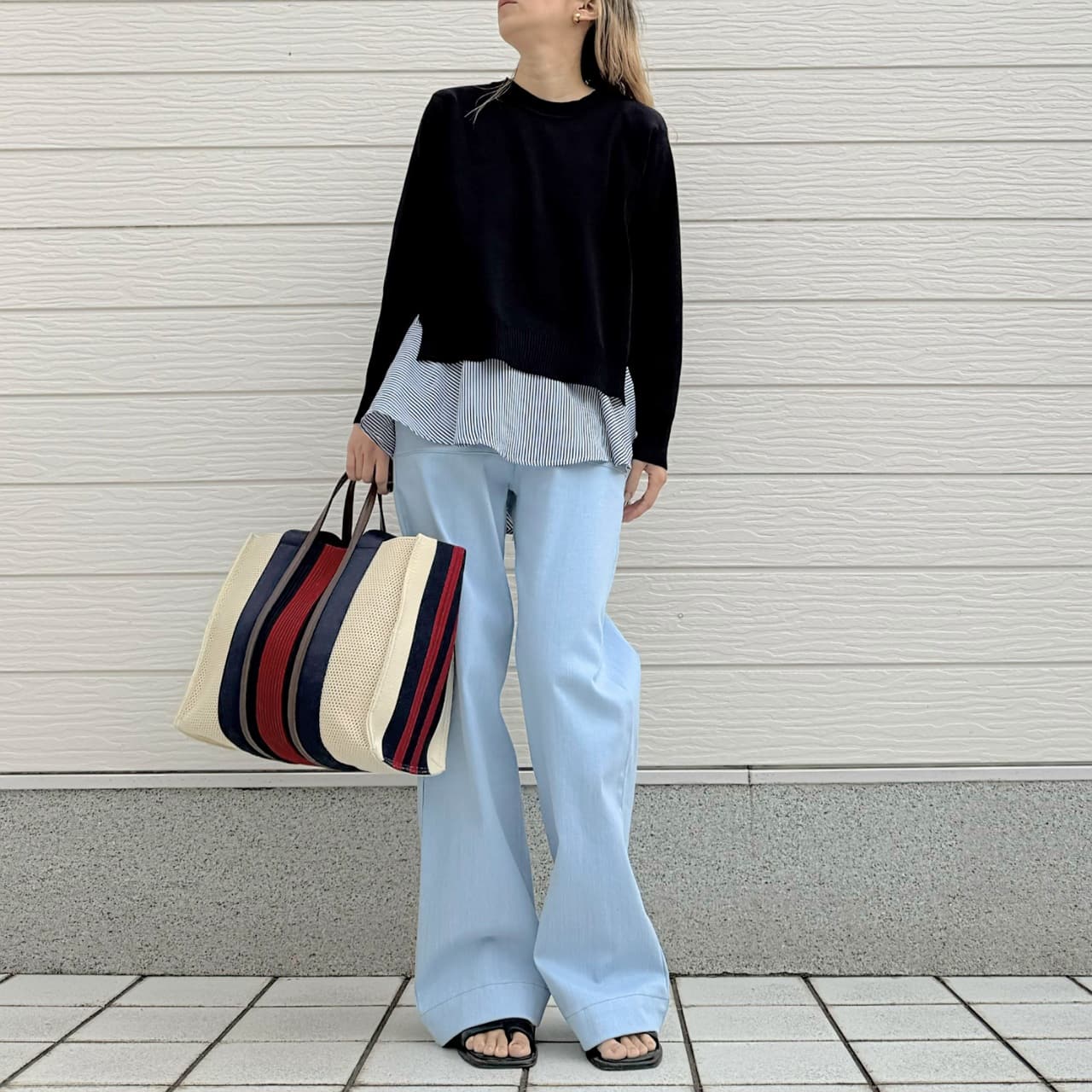 ボーダーラインデニムパンツ ブルー S(36)