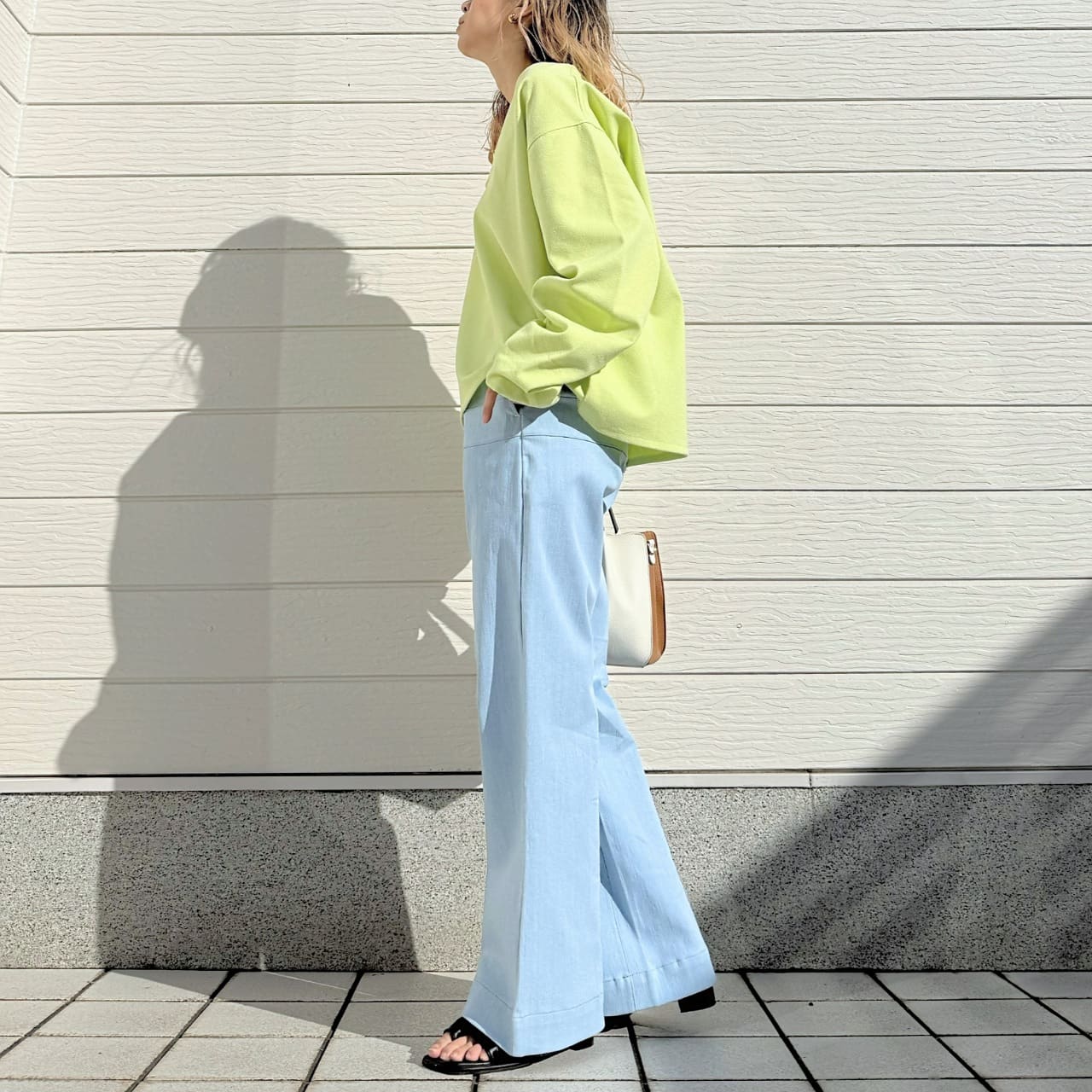 ブークレダンボールディープVネックトップス ライム Free