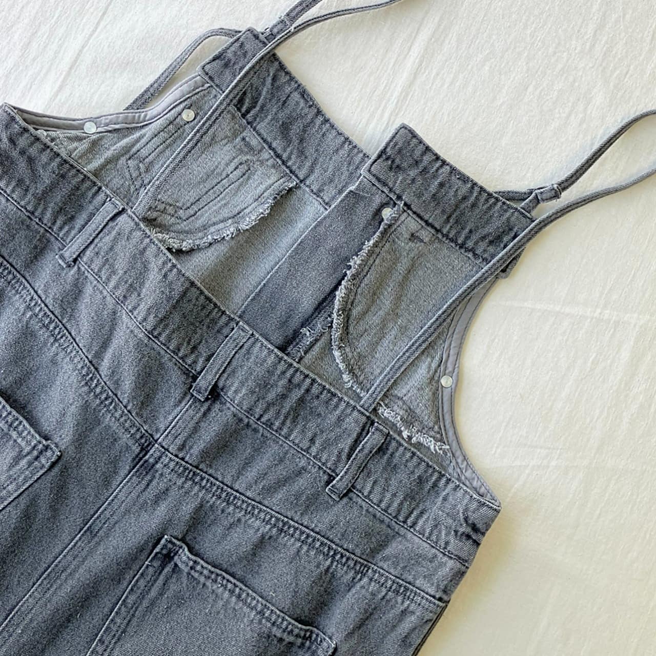 デニムキャミワンピース ブラックデニム Free