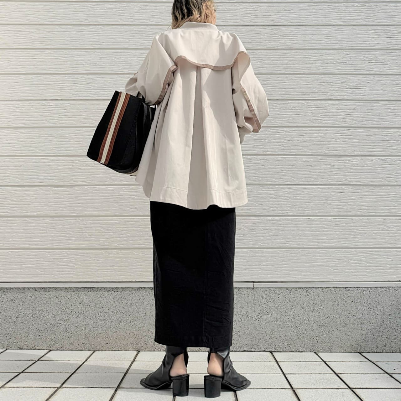 バックテープラインブルゾン アイボリー Free