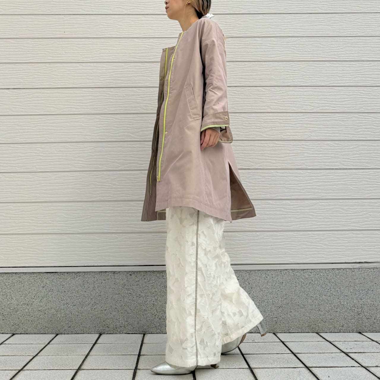 ノーカラーツイルコート ベージュ Free